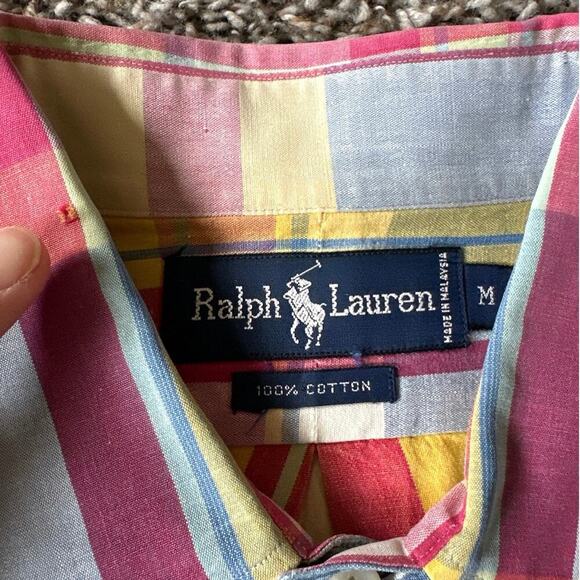 Men’s Ralph Lauren Long Sleeve Plaid Colorful Spring Easter Shirt Cotton Medium - Picture 3 of 4